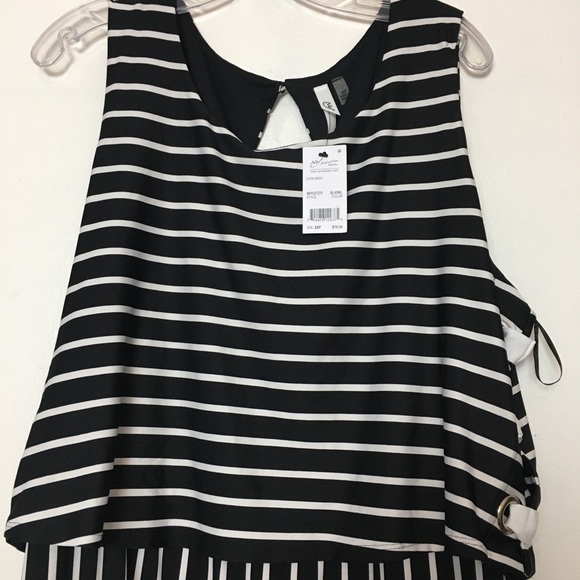 NY Collection Jumpsuit Petite Plus 2XP Striped Lace-Up Casual - Picture 3 of 14